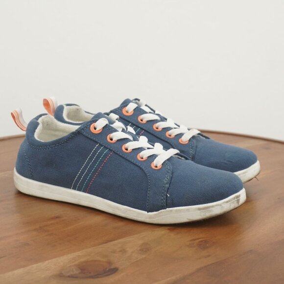 H7-4 Vionic Beach Womens Stinson Sneakers Shoes Blue Fabric Size 7 - Picture 1 of 9